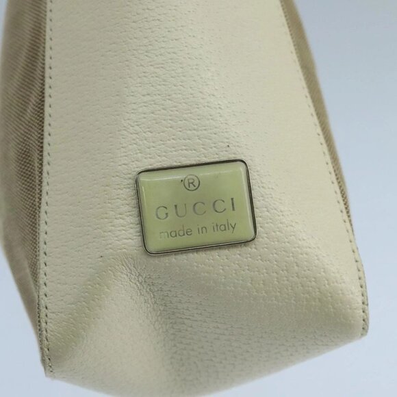 GUCCI Shoulder Bag Canvas Leather Beige White Silver - Picture 13 of 16